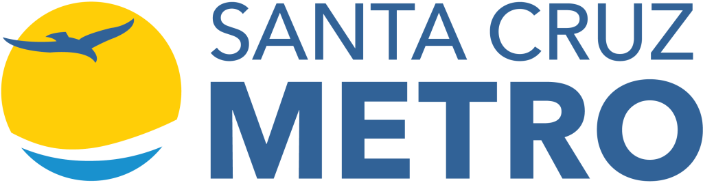SC Metro secondary logo, Circle icon with Santa Cruz Metro to the left of it.