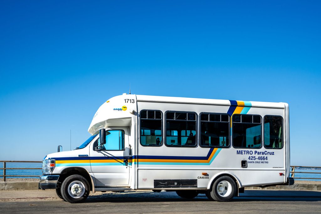 Seabright Shuttle barked in a parking lot overlooking the beach