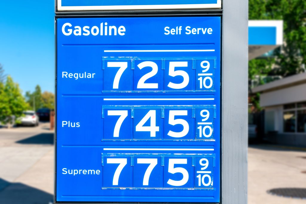 Sign with high gas prices