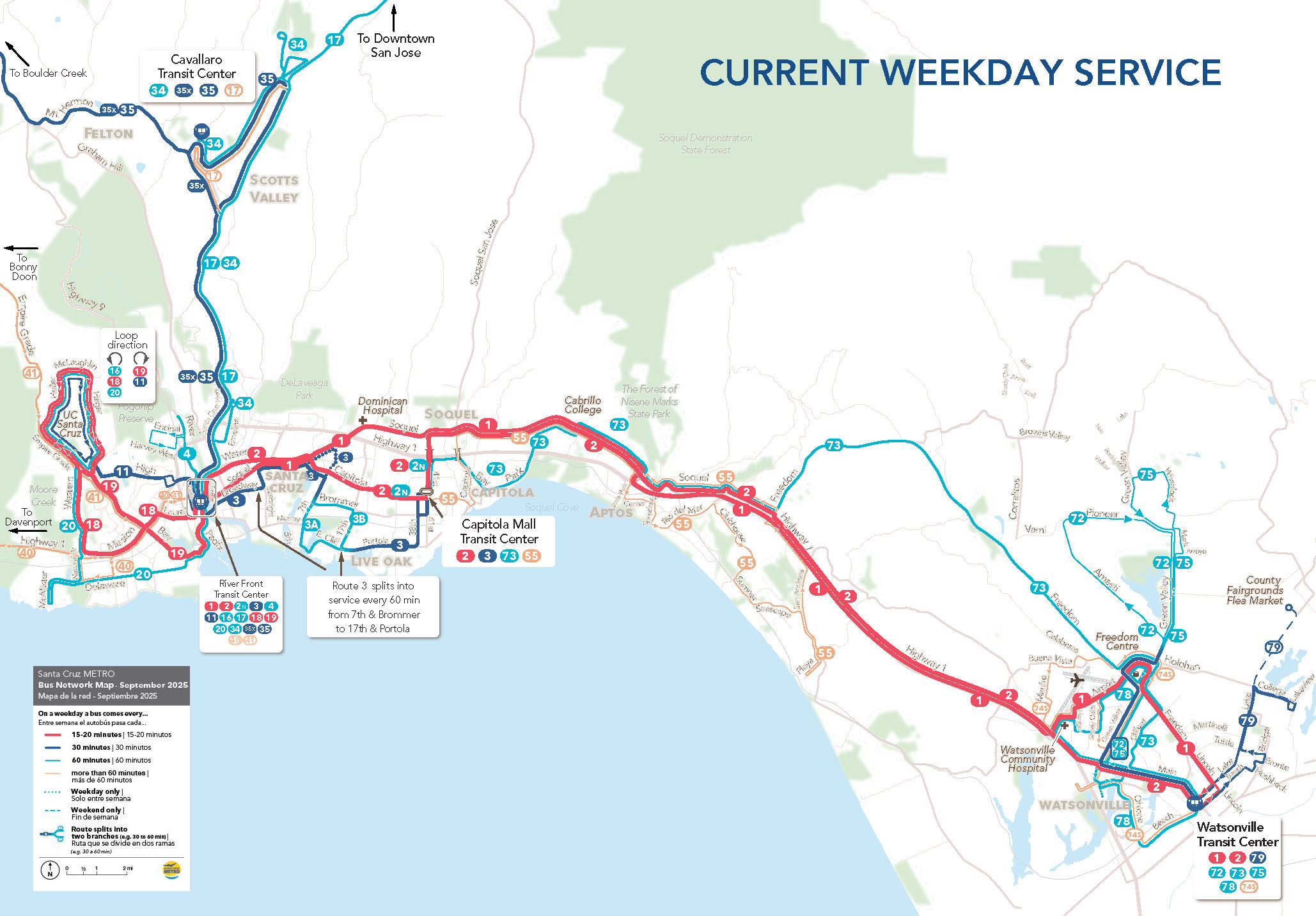 Current weekday service map